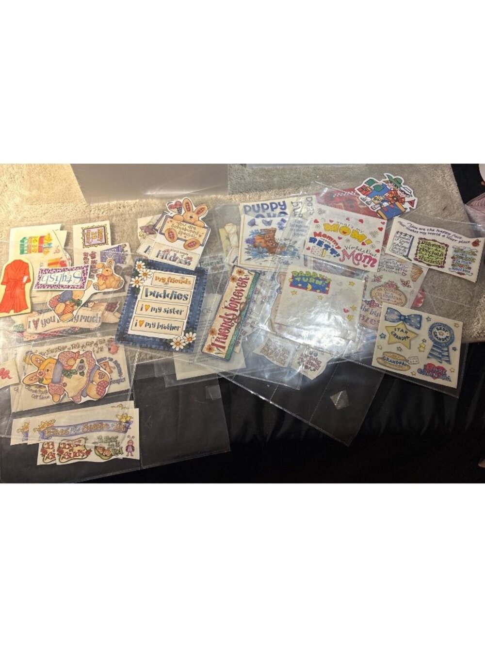 Vintage Scrapbooking Sticker Lot of 9 Binder Sleeves Humor Friendship & Family